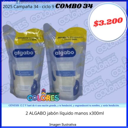 COMBO 34 - 2 ALGABO JABÓN LIQUIDO MANOS x300ml