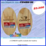 COMBO 35 - 2 CONDOR CEPILLO OVALADO DE MADERA