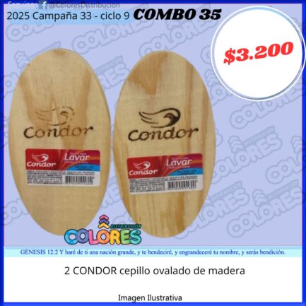 COMBO 35 - 2 CONDOR CEPILLO OVALADO DE MADERA