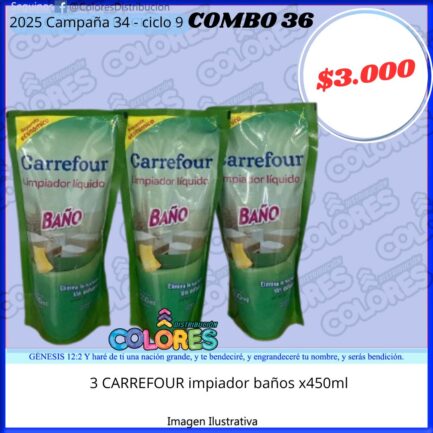 COMBO 36 - 3 CARREFOUR LIMPIADOR BAÑOS x450ml