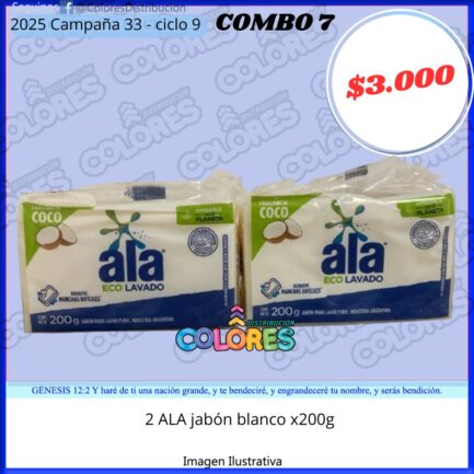 COMBO 7 - 2 ALA JABÓN BLANCO x200g
