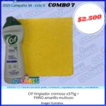 COMBO 7 - CIF LIMPIADOR CREMOSO x375g + PAÑO AMARILLO MULTIUSO