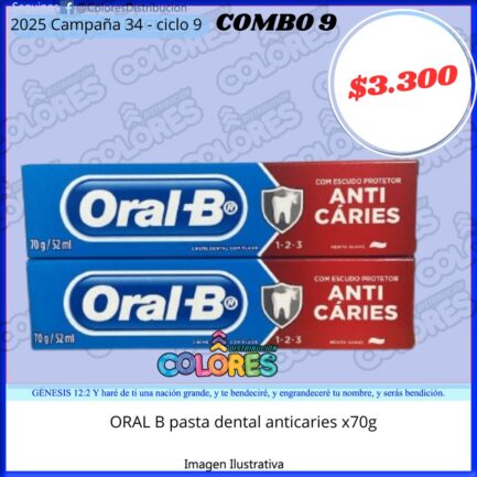 COMBO 9 -2 ORAL B PASTA DENTAL ANTICARIES x70g