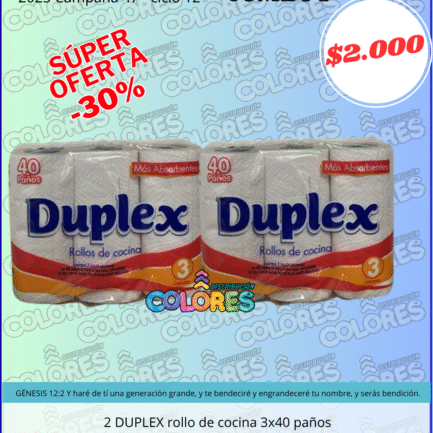 COMBO 1 - 2 DUPLEX ROLLO DE COCINA 3x40 PAÑOS