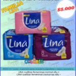 COMBO 12 - LINA TOALLITAS FEMENINAS NORMAL x8u + LINA TOALLITAS FEMENINAS NOCTURNAS x8u+ LINA PROTECTORES DIARIOS x20u
