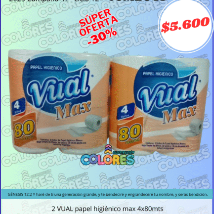 COMBO 13 - 2 VUAL PAPEL HIGIÉNICO MAX 4x80mts