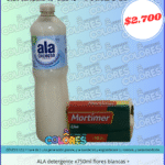 COMBO 15 - ALA DETERGENTE x750ml FLORES BLANCAS + MORTIMER ESPONJA LISA