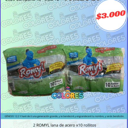 COMBO 20 - 2 ROMYL LANA DE ACERO x10 ROLLITOS