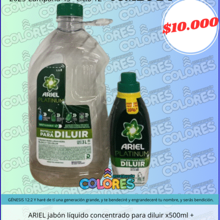 COMBO 24 - ARIEL JABÓN LÍQUIDO CONCENTRADO PARA DILUIR x500ml + BOTELLA GRATIS