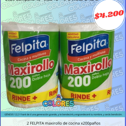 COMBO 28 - 2 FELPITA MAXIROLLO DE COCINA x200 PAÑOS