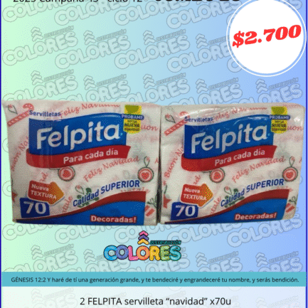 COMBO 29 - 2 FELPITA SERVILLETAS "NAVIDAD" x70u