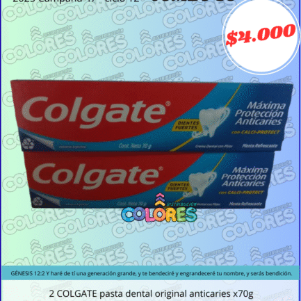 COMBO 30 - 2 COLGATE PASTA DENTAL ORIGINAL ANTICARIES x70g