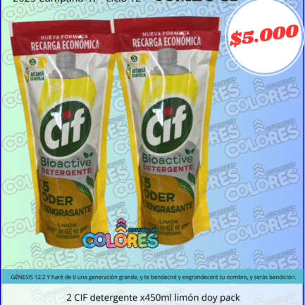 COMBO 31 - 2 CIF DETERGENTE x450ml LIMÓN DOY PACK