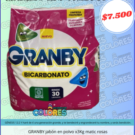COMBO 36 - GRANBY JABÓN EN POLVO x3Kg MATIC ROSAS