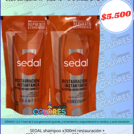 COMBO 37 - SEDAL SHAMPOO x300ml RESTAURACIÓN + SEDAL ACONDICIONADOR x300ml RESTAURACIÓN