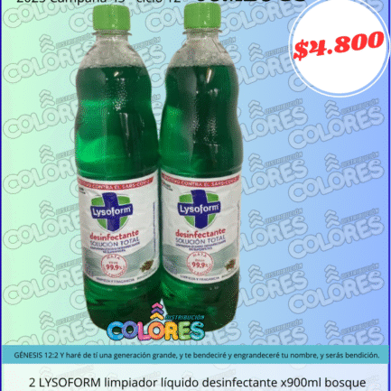 COMBO 38 - 2 LYSOFORM LIMPIADOR LÍQUIDO DESINFECTANTE x900ml BOSQUE