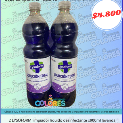 COMBO 39 - 2 LYSOFORM LIMPIADOR LÍQUIDO DESINFECTANTE x900ml LAVANDA