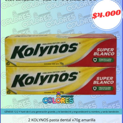 COMBO 43 - 2 KOLYNOS PASTA DENTAL x70g AMARILLA