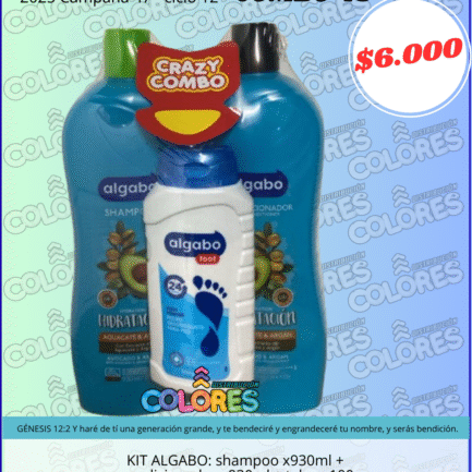 COMBO 45 - KIT ALGABO SHAMPOO x930ml + ACONDICIONADOR x930ml + TALCO x100g
