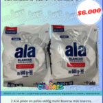 COMBO 6 - 2 ALA JABÓN EN POLVO x600g MATIC BLANCOS MÁS BLANCOS