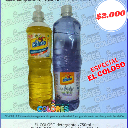 COMBO 7 - EL COLOSO DETERGENTE x750ml + EL COLOSO LIMPIADOR LÍQUIDO x900ml