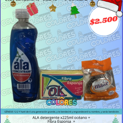 COMBO 3 - ALA DETERGENTE x225ml OCÉANO + FIBRA ESPONJA + ESPONJA DE ACERO x10g