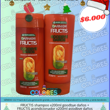COMBO 4 - FRUCTIS SHAMPOO x200ml GOODBYE DAÑOS + FRUCTIS ACONDICIONADOR x200ml GOODBYE DAÑOS