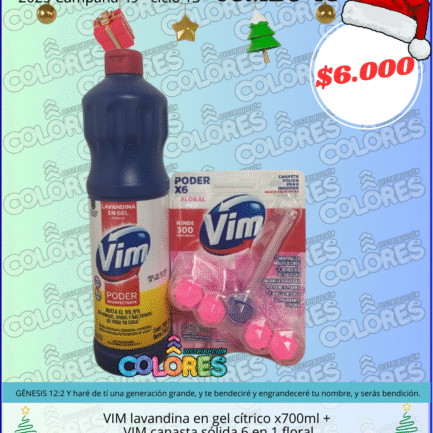 COMBO 40 - VIM LAVANDINA EN GEL CÍTRICO x700ml + VIM CANASTA SÓLIDA 6 EN 1 FLORAL