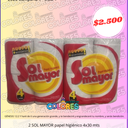 COMBO 5 - 2 SOL MAYOR PAPEL HIGIÉNICO 4x30mts
