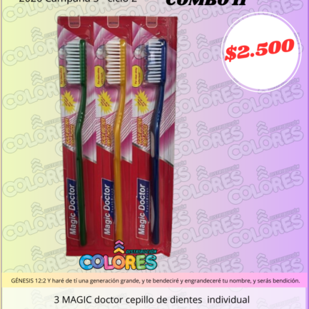 COMBO 11 - 3 MAGIC DOCTOR CEPILLO DE DIENTES INDIVIDUAL