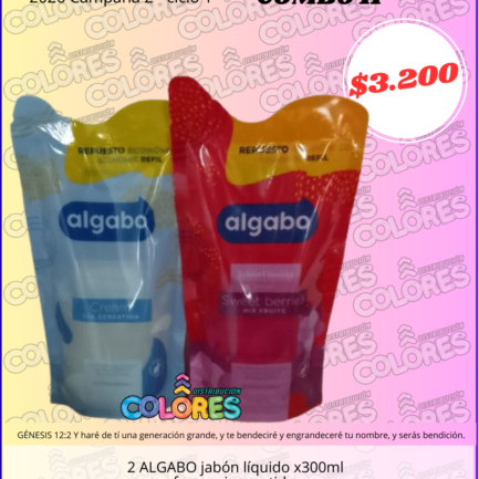 COMBO 11 - 2 ALGABO JABÓN LÍQUIDO x300ml FRAGANCIAS SURTIDAS