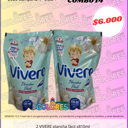 COMBO 14 - 2 VIVERE PLANCHA FÁCIL x810ml