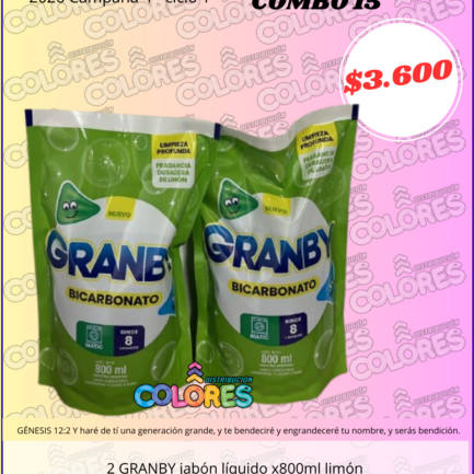 COMBO 15 - 2 GRANBY JABÓN LÍQUIDO x800ml LIMÓN