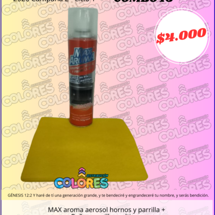 COMBO 16 - MAX AROMA AEROSOL HORNOS Y PARRILLA + PAÑO AMARILLO MULTIUSO