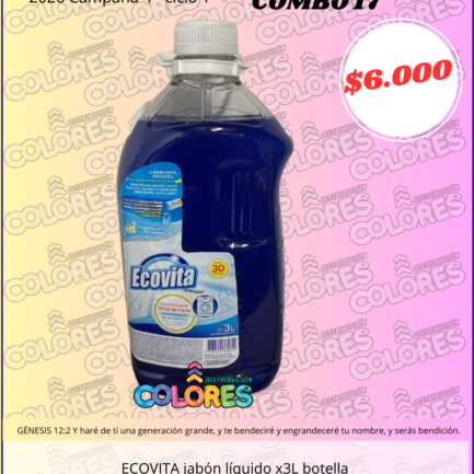 COMBO 17 - ECOVITA JABÓN LÍQUIDO x3L BOTELLA