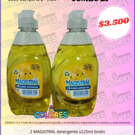 COMBO 21 - 2 MAGISTRAL DETERGENTE x225ml LIMÓN