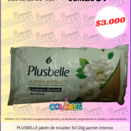 COMBO 24 - PLUSBELLE JABÓN DE TOCADOR 3x120g JAZMÍN INTENSO