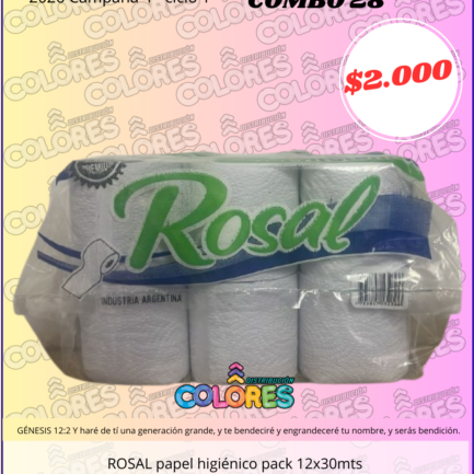 COMBO 28 - ROSAL PAPEL HIGIÉNICO PACK 12x30mts