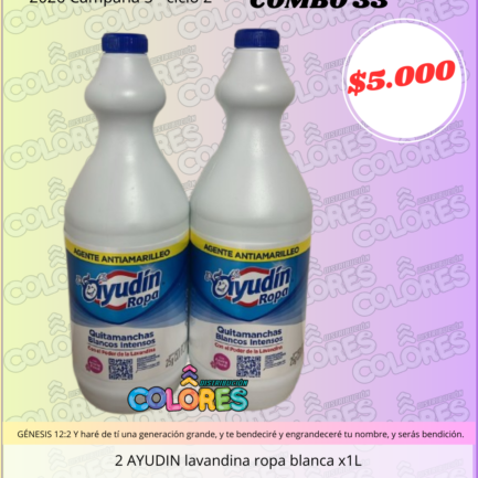 COMBO 33 - 2 AYUDIN LAVANDINA ROPA BLANCA x1L