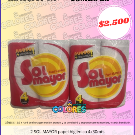 COMBO 35 - 2 SOL MAYOR PAPEL HIGIÉNICO 4x30mts