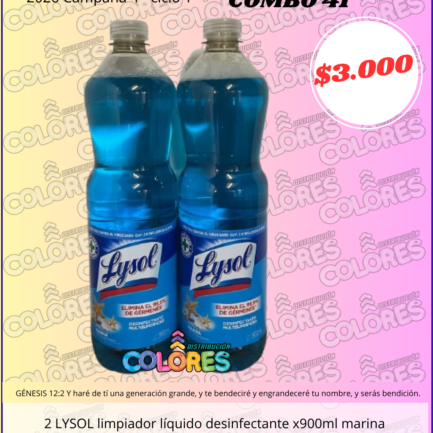 COMBO 41 - 2 LYSOL LIMPIADOR LÍQUIDO DESINFECTANTE x900ml MARINA