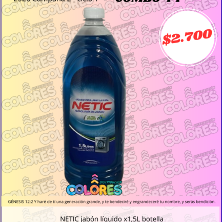 COMBO 44 - NETIC JABÓN LÍQUIDO x1,5L BOTELLA