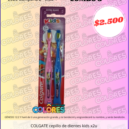 COMBO 5 - COLGATE CEPILLO DE DIENTES KIDS x2u