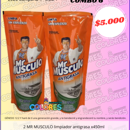 COMBO 6 - 2 MR MUSCULO LIMPIADOR ANTIGRASA x450ml