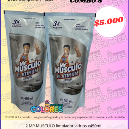 COMBO 8 - 2 MR MUSCULO LIMPIADOR VIDRIOS x450ml