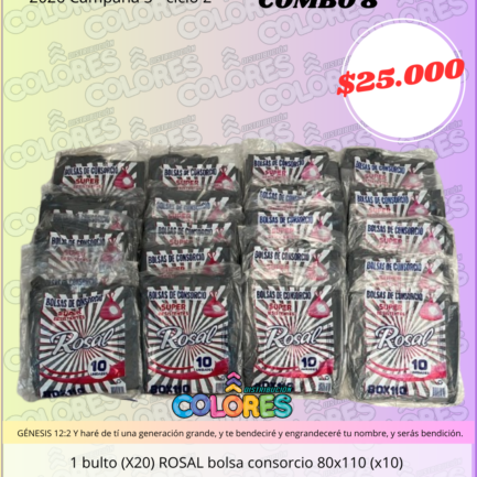 COMBO 8 - 1 BULTO x20 ROSAL BOLSA CONSORCIO 80x110