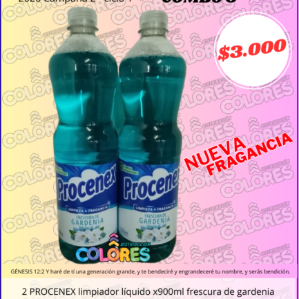 COMBO 9 - 2 PROCENEX LIMPIADOR LÍQUIDO x900ml FRESCURA DE GARDENIA