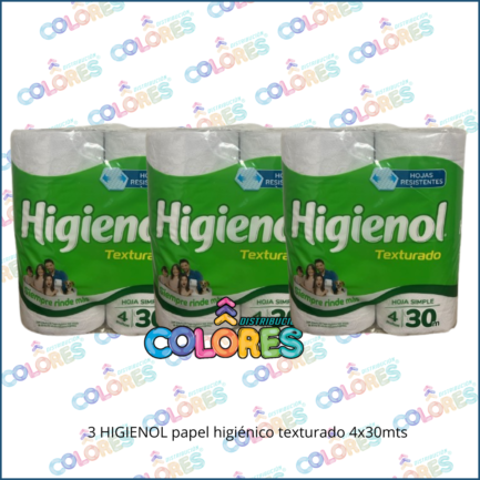 COMBO 1 B - 3 HIGIENOL PAPEL HIGIÉNICO TEXTURADO 4x30mts