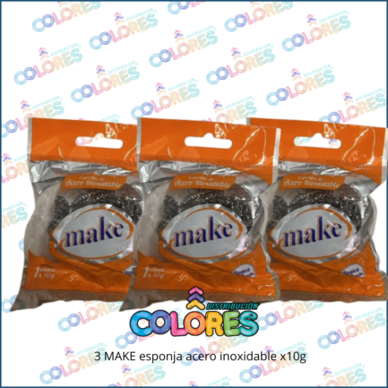 COMBO 6 B - 3 MAKE ESPONJA ACERO INOXIDABLE x10g