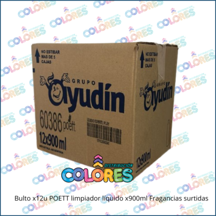 COMBO 14 C - BULTO x12u POETT LIMPIADOR LÍQUIDO x900ml FRAGANCIAS SURTIDAS